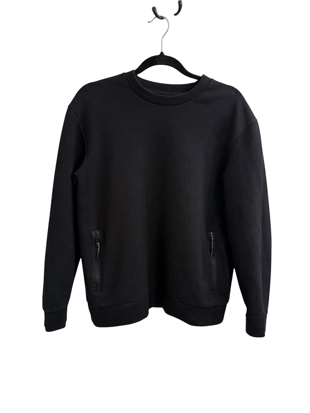 Zara Black Women’s Crewneck Sweater with Zip Pockets Size M